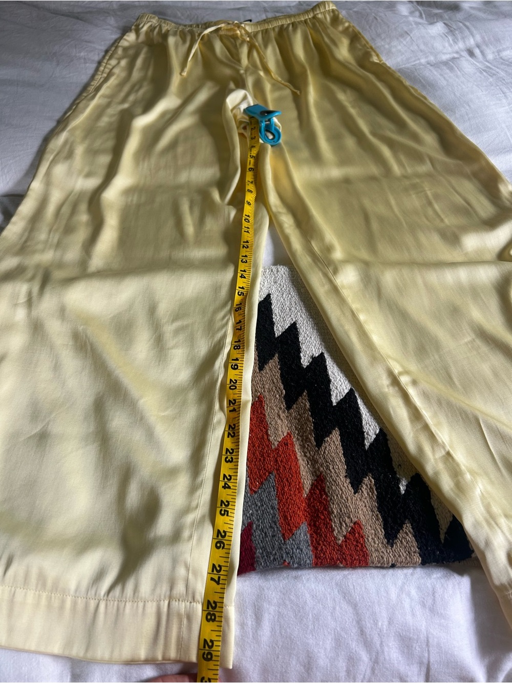 abercrombie & fitch gemma satin pull-on pants pastel butter yellow wide leg sz L - Picture 6 of 14